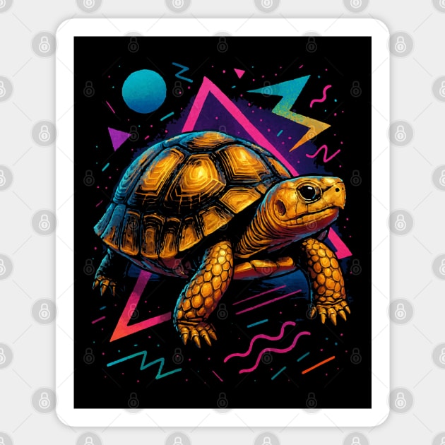 Retro Neon Leopard Tortoise Magnet by Reptiq's Store